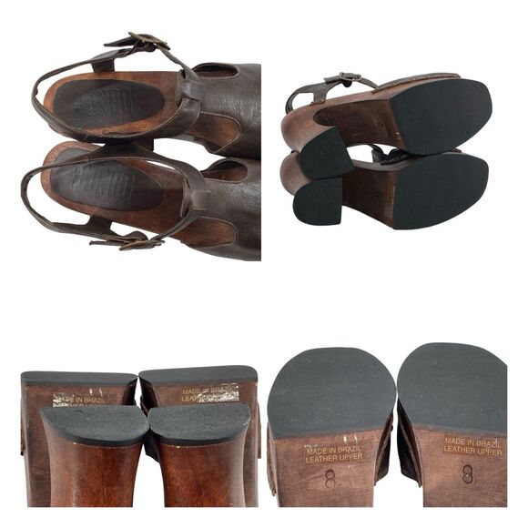 1990s Y2K Wood Soled Bongo Platform Brown Sandals Women’s Size 8 (HF16) - Picture 8 of 11